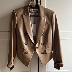 Veronica Beard Cooke faux leather Dickey  Double-Breasted jacket